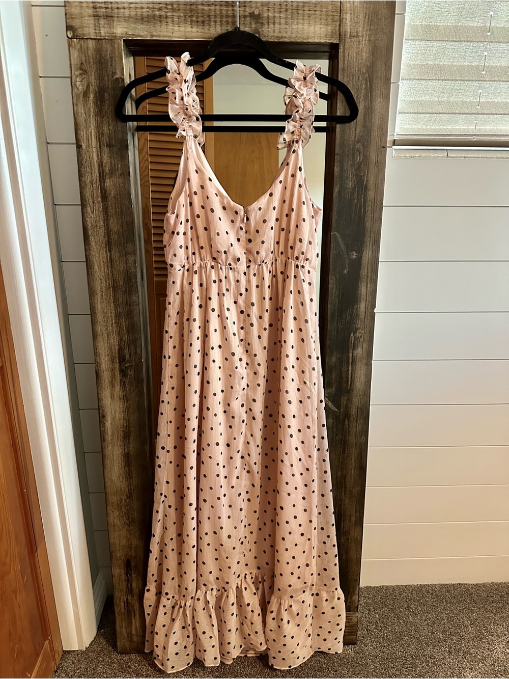 Madewell Cream Polka Dot Maxi Dress Ruffle Strap Wrap Front Size 2 Garden Party - Picture 2 of 6